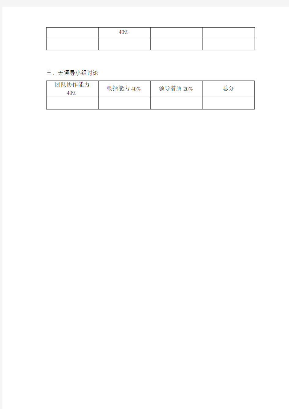 桂林理工大学MTA复试专业测试评分表【模板】