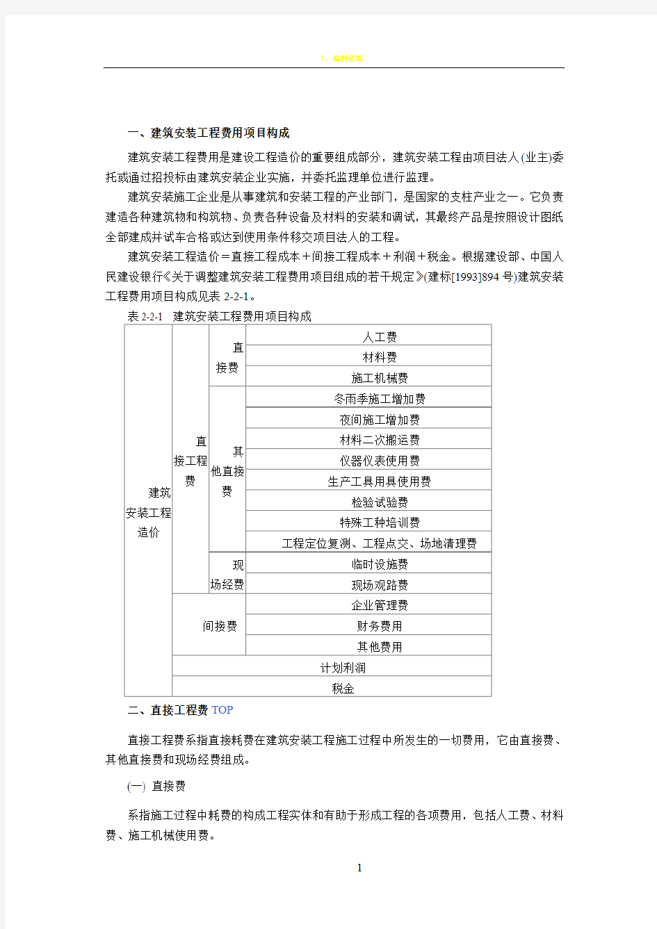 建筑安装工程费用项目构成