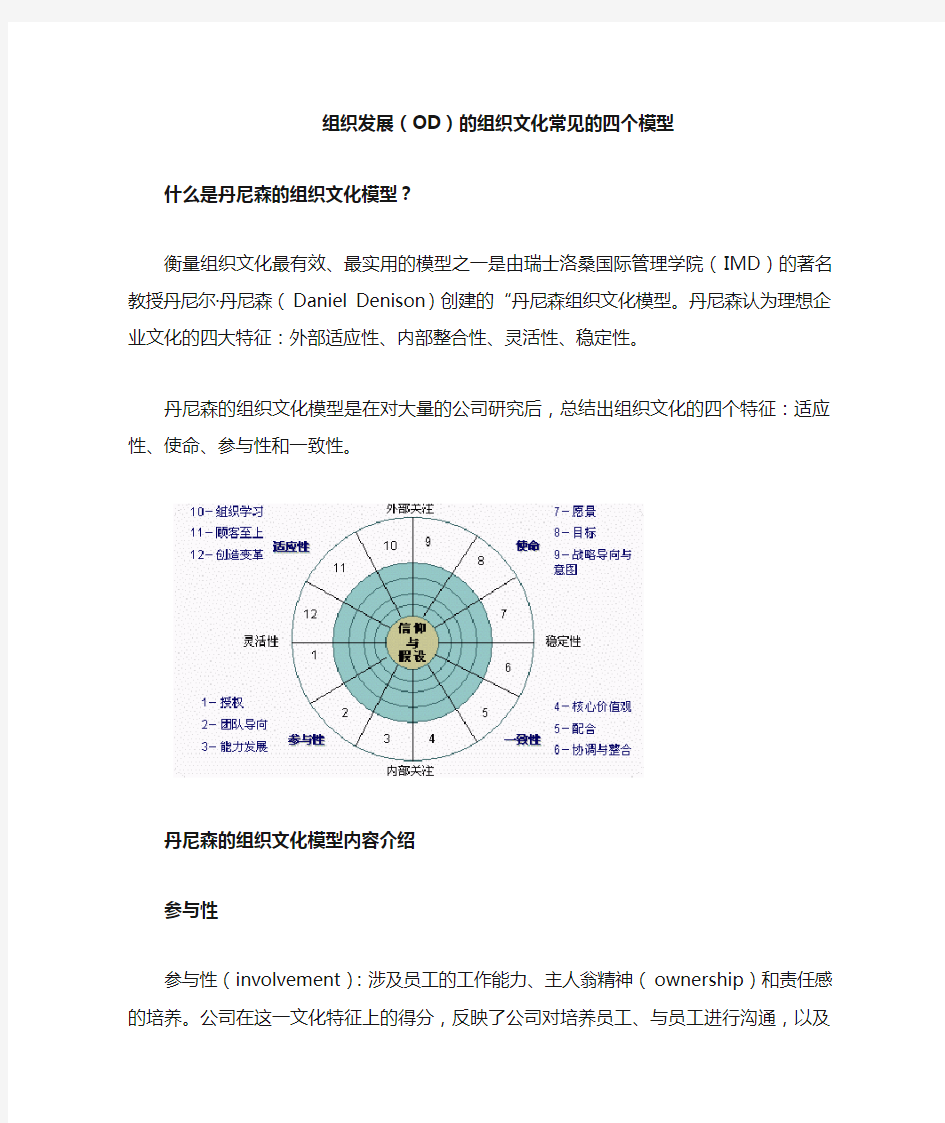 组织发展(OD)的组织文化常见的四个模型