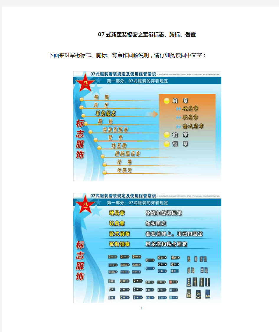 教你搞懂07式新军装的军衔标志