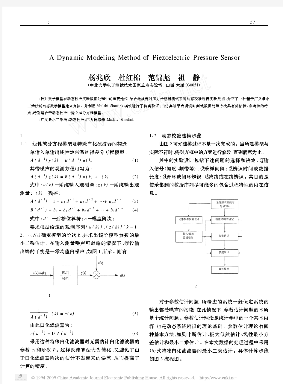 压电式压力传感器的一种动态建模方法