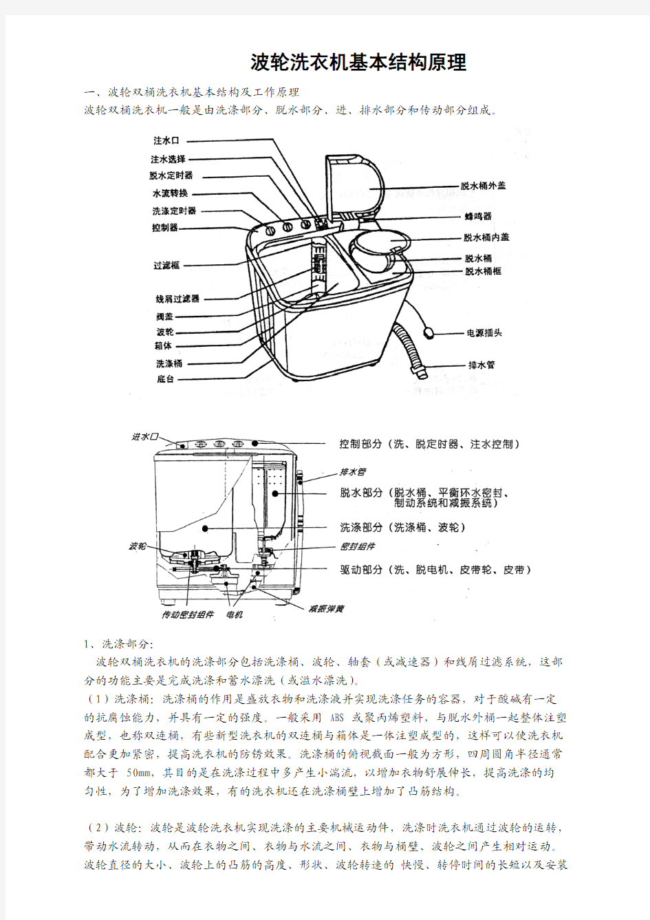 波轮洗衣机基本结构原理