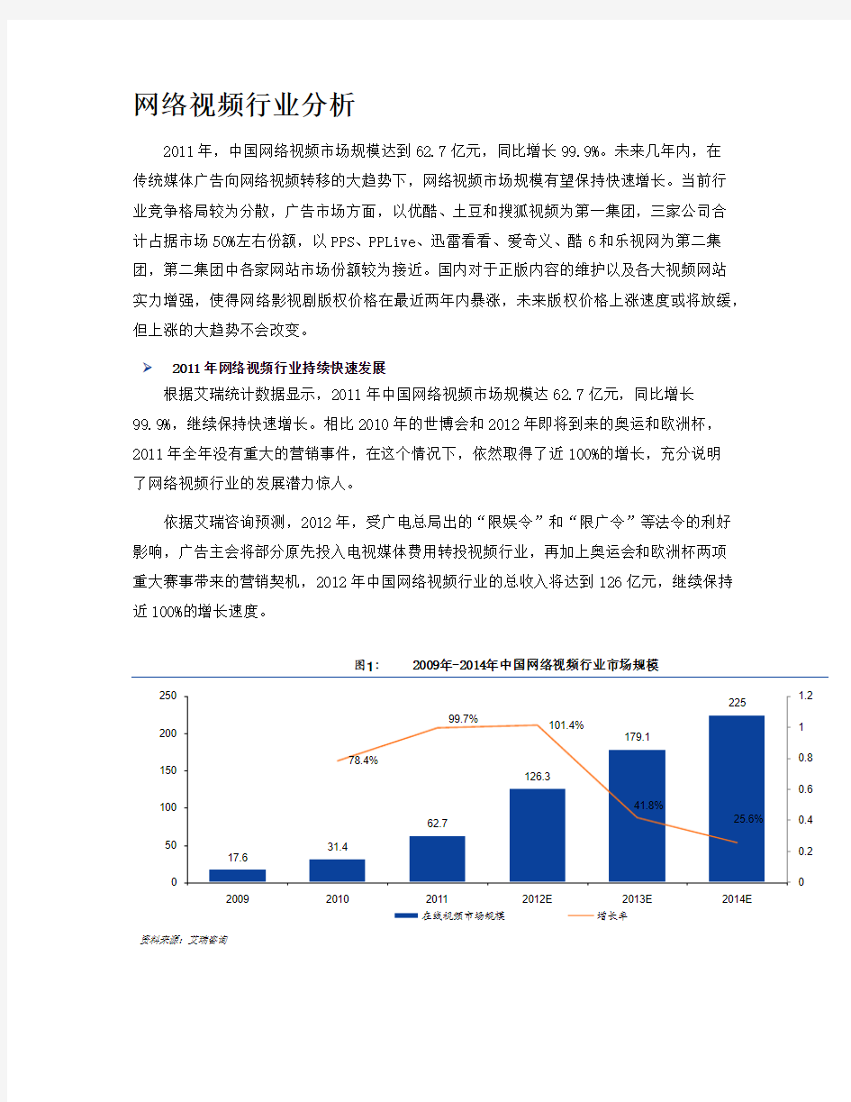 网络视频行业深度研究报告