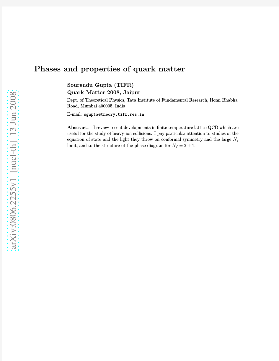 Phases and properties of quark matter