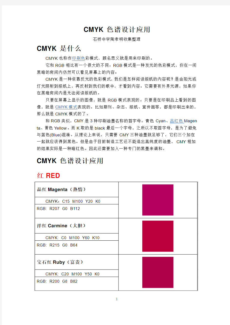 CMYK色谱设计应用