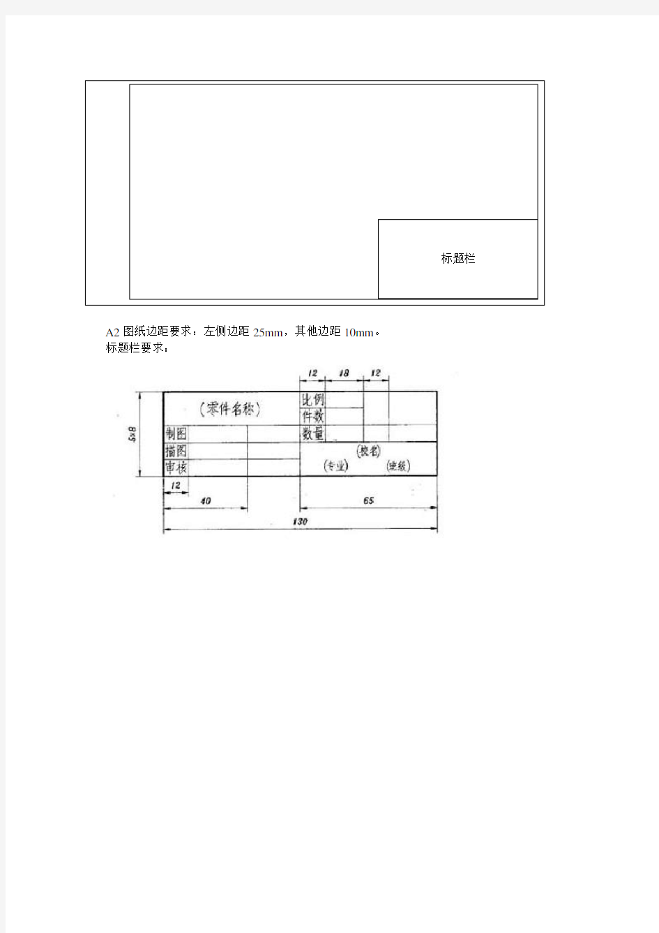 A2图纸尺寸要求-a2绘图纸明细栏尺寸