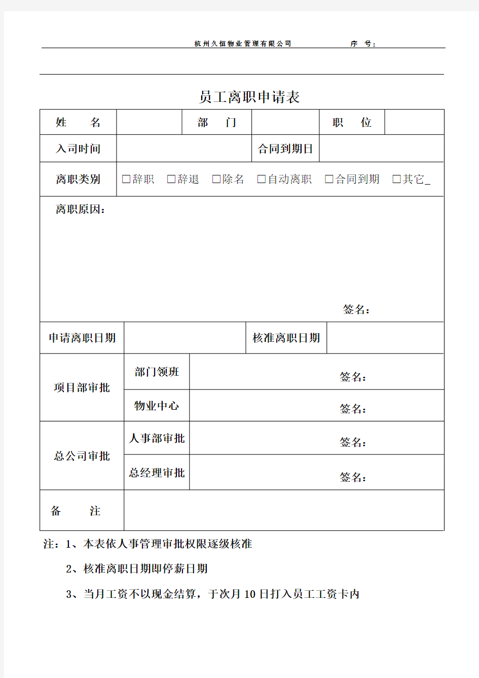 员工离职申请表和交接表2最新版