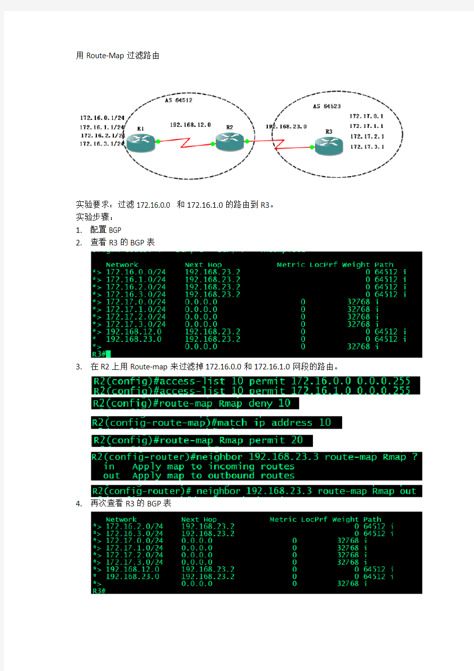 CCNP BGP用Route-Map过滤路由--罪恶的温柔