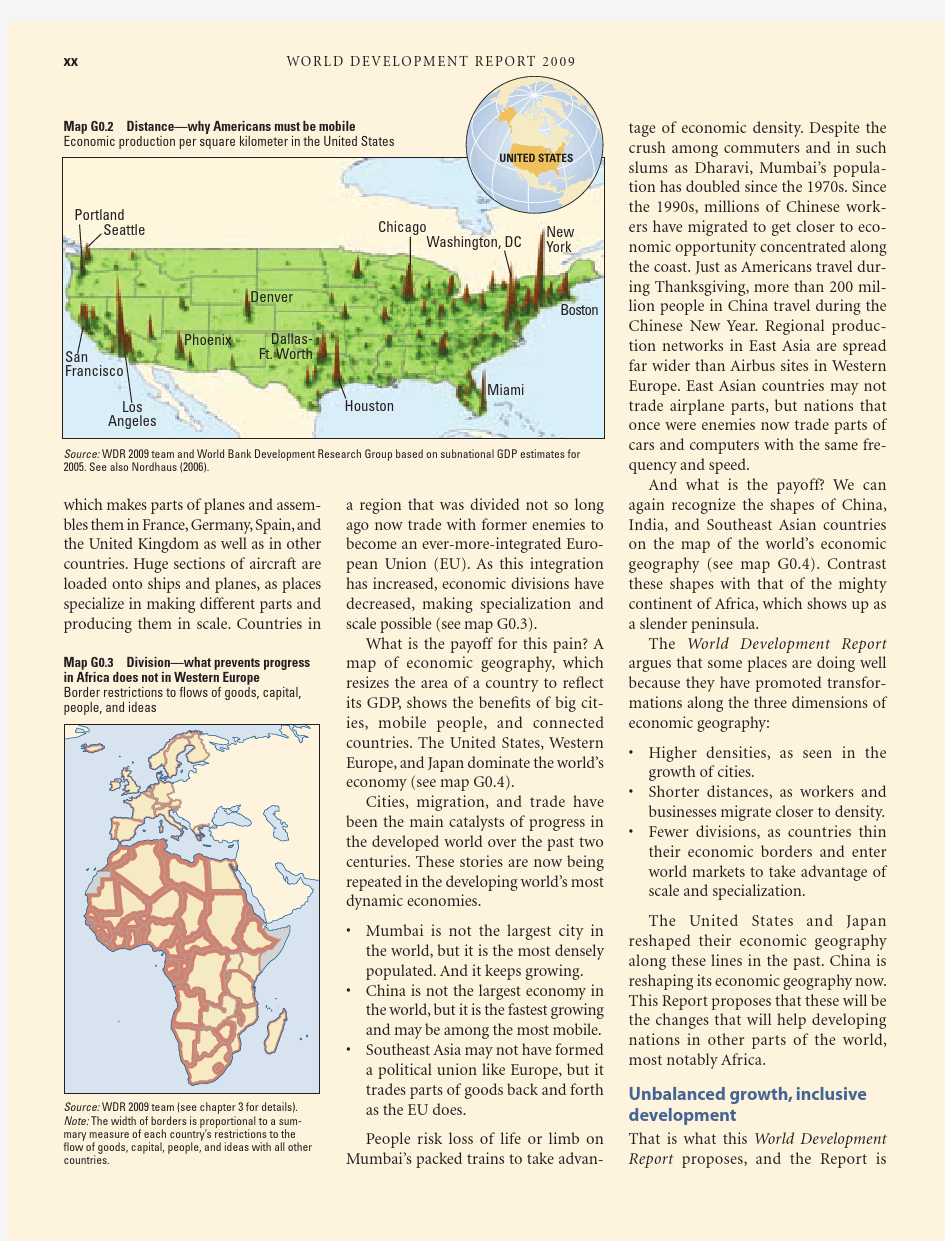 2009世界发展报告Reshaping EconomicGeography(《重塑世界经济地理p2