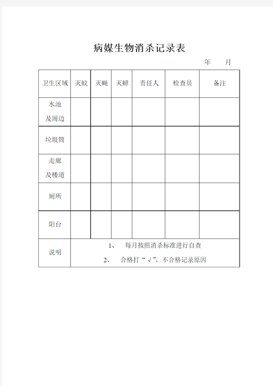 病媒生物消杀记录表