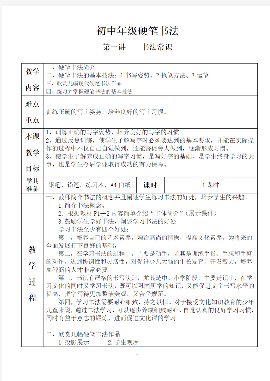 第一讲初中硬笔书法教学——导言书法常识