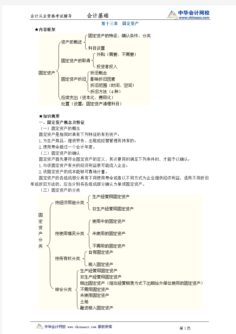 中华会计网校2013年北京会计从业考试《会计基础》习题班讲义第十三章