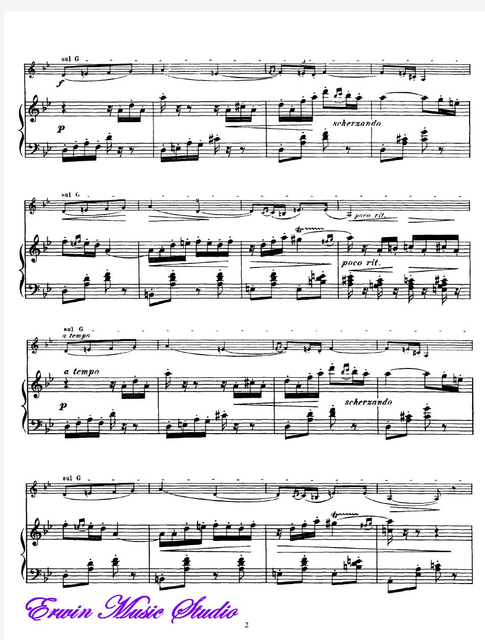 Piano维克多赫伯特《坎佐内塔》小提琴曲谱 钢琴伴奏曲谱VictorHerbert,Canzonetta