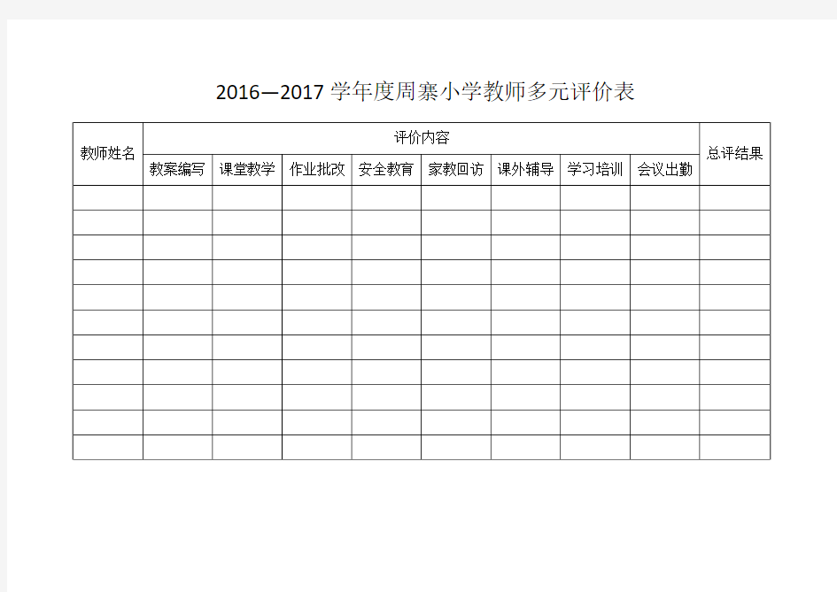 周寨小学教师多元评价表