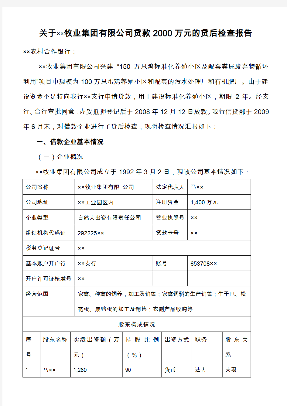 贷后调查报告()