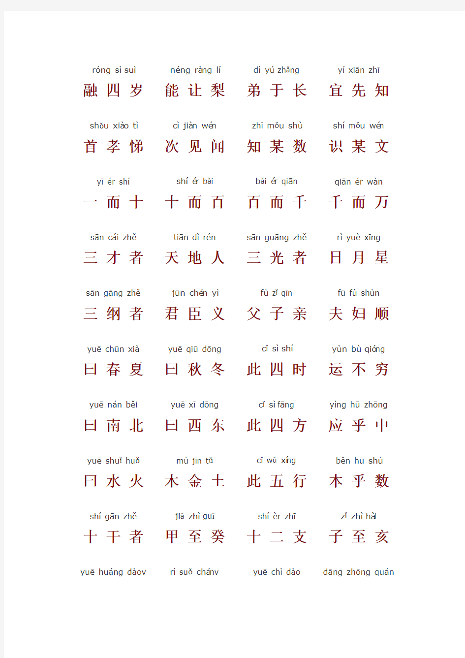 三字经 注音版 完整版  打印版