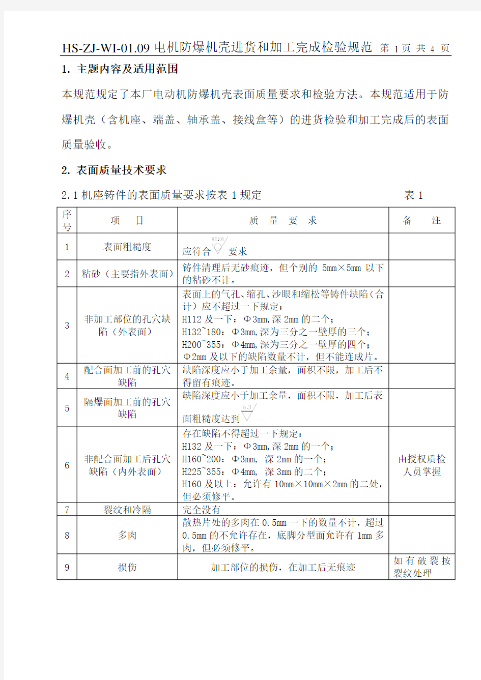 防爆电机机壳检验规范