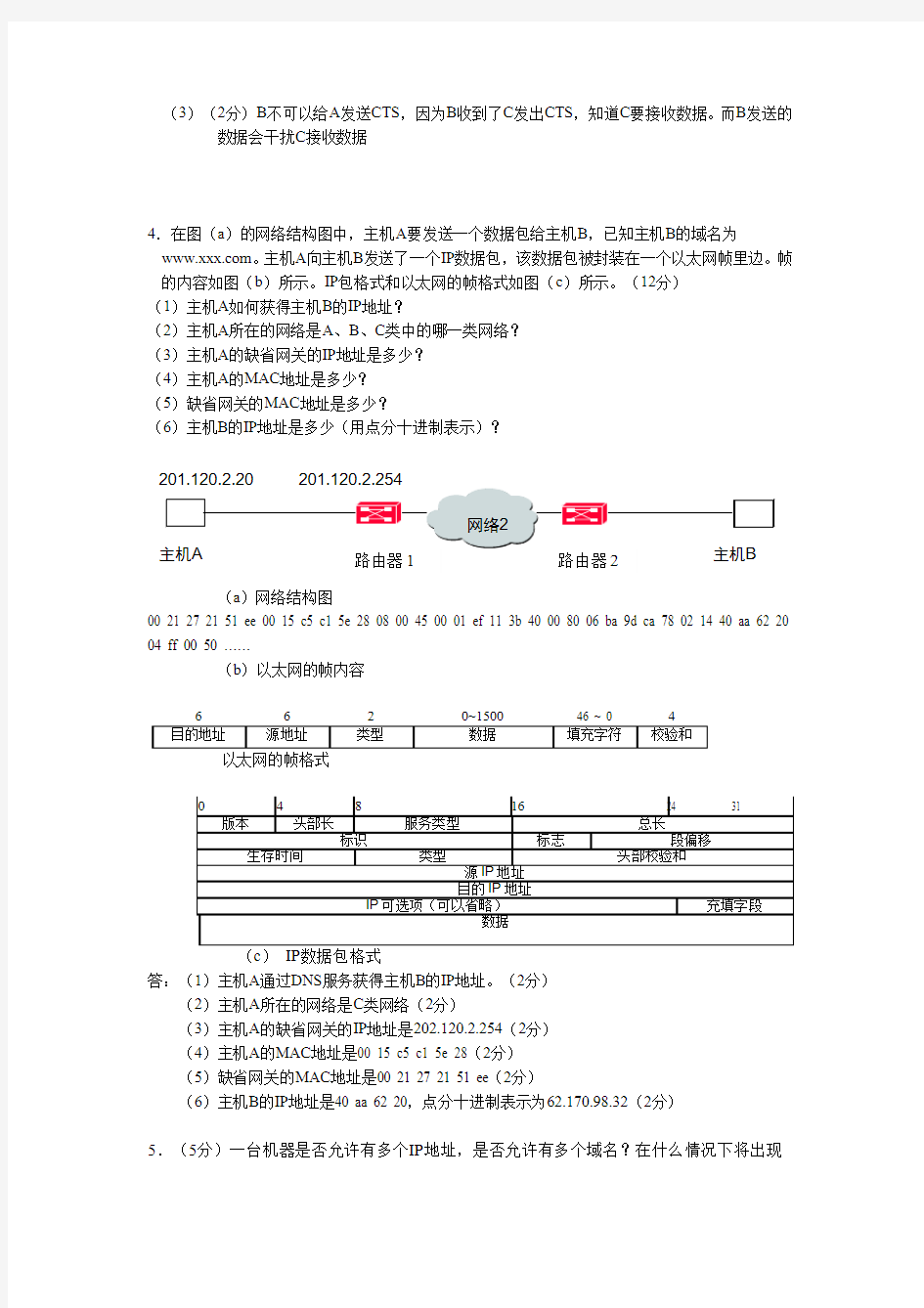 上海交大计算机网络考卷及答案
