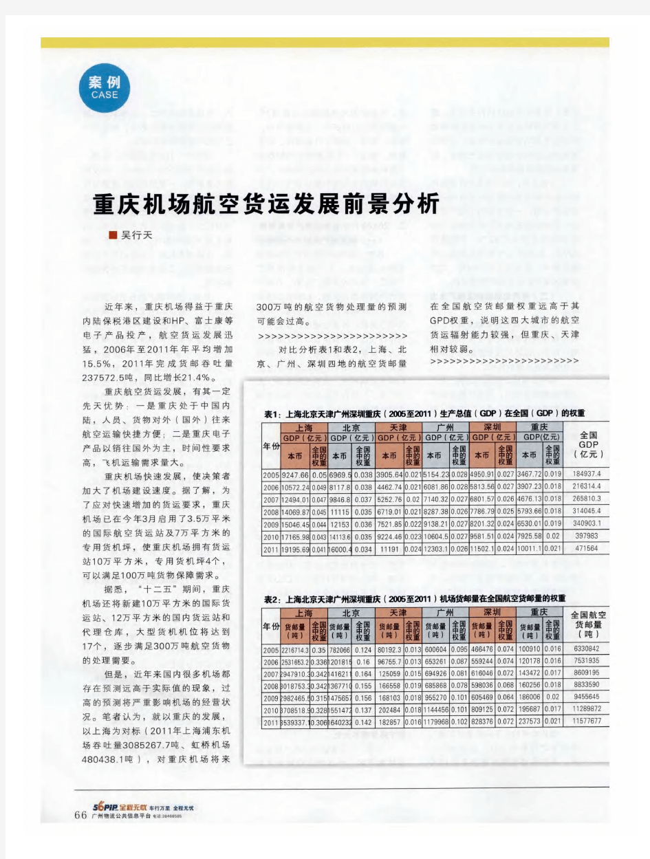 重庆机场航空货运发展前景分析