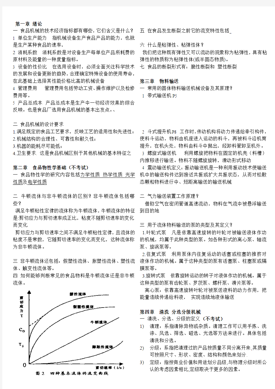 食品机械与设备  重点