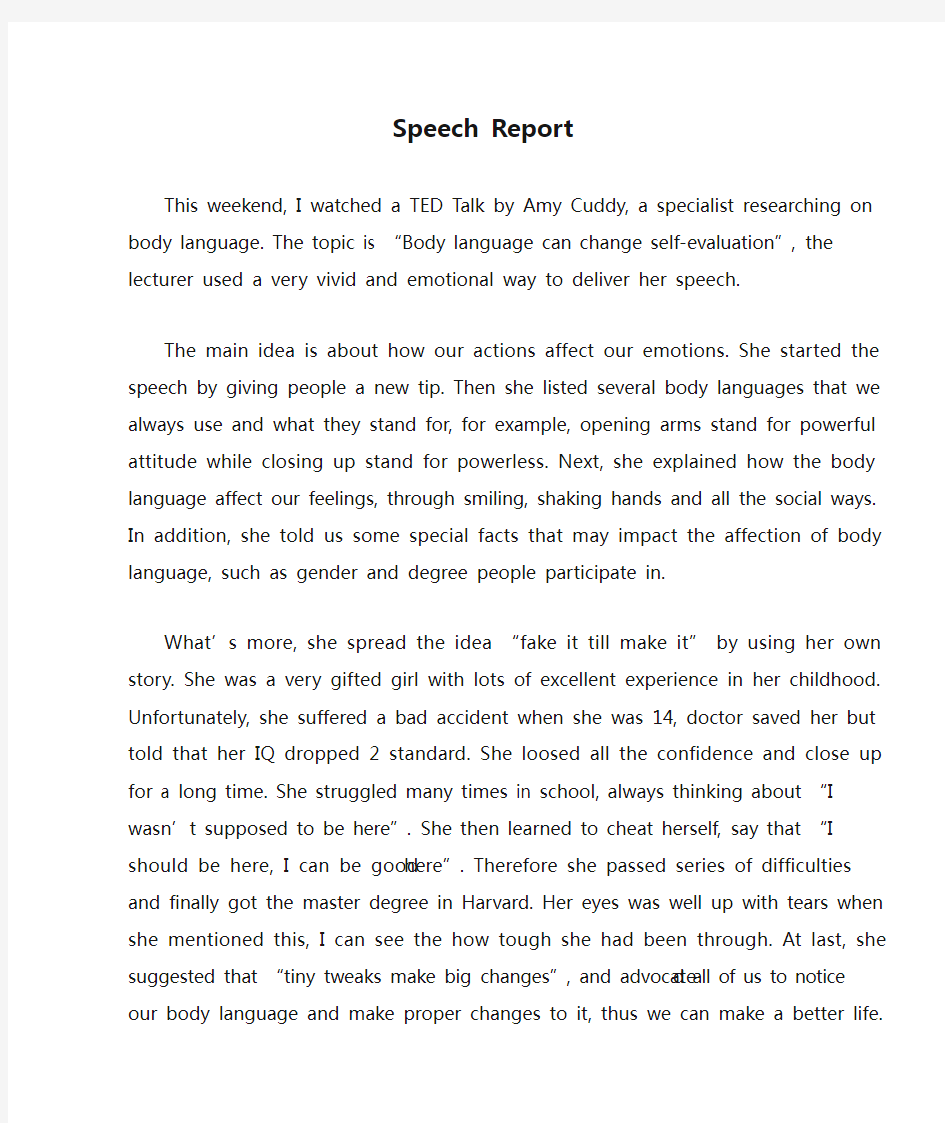 Speech Report