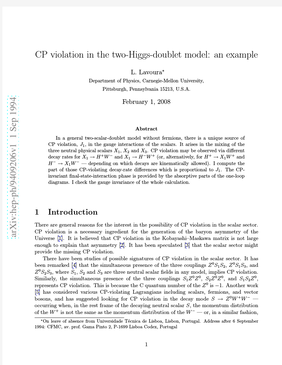 CP violation in the two-Higgs-doublet model an example