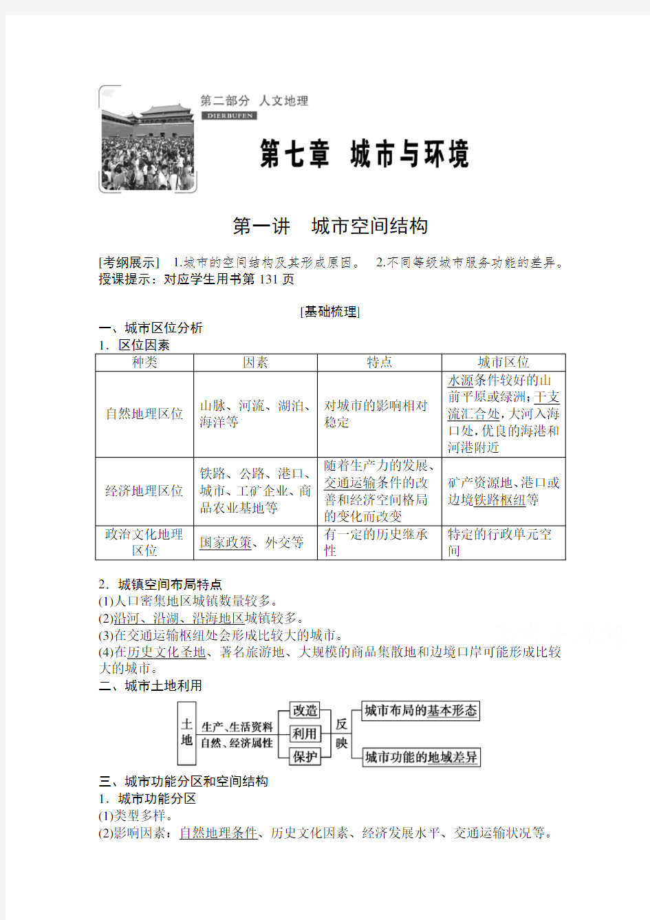 2021届湘教版地理教师文档-第一讲城市空间结构-含解析