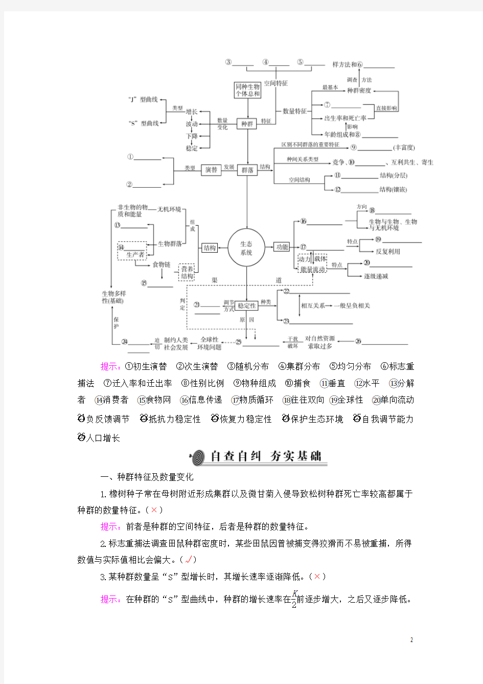 2021高考生物专题7生物与环境 学案