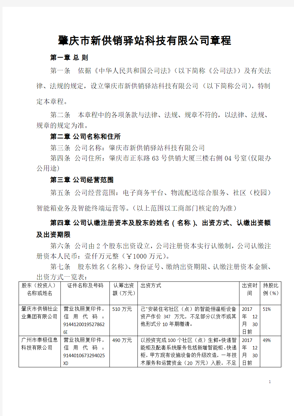 公司章程(工商局最新版本)