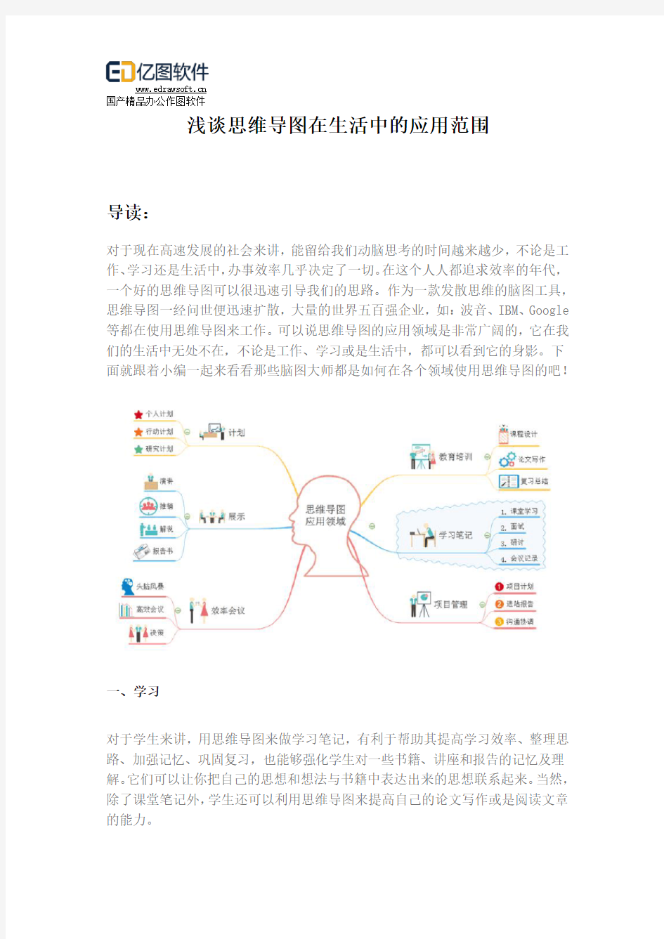 浅谈思维导图在生活中的应用范围