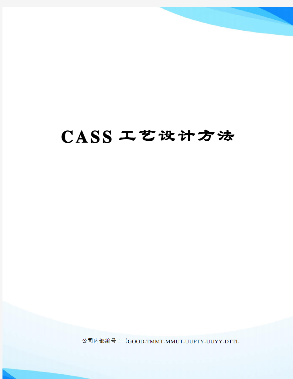 CASS工艺设计方法精编版