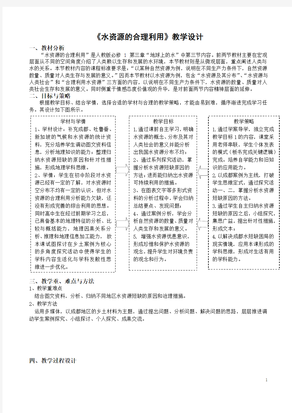 水资源的合理利用 教学设计