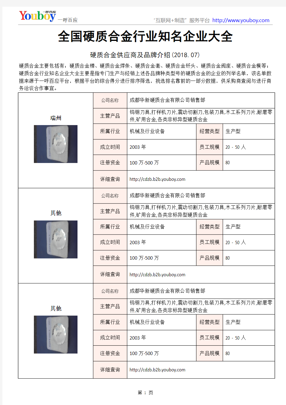 全国硬质合金行业知名企业大全-硬质合金供应商及品牌介绍2018.07