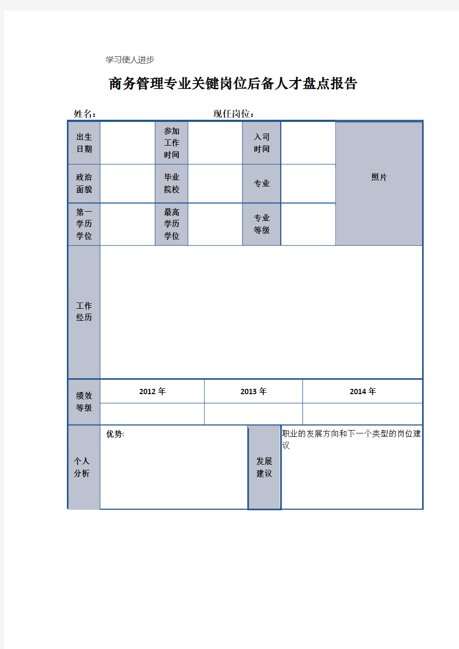 关键岗位后备人才盘点报告