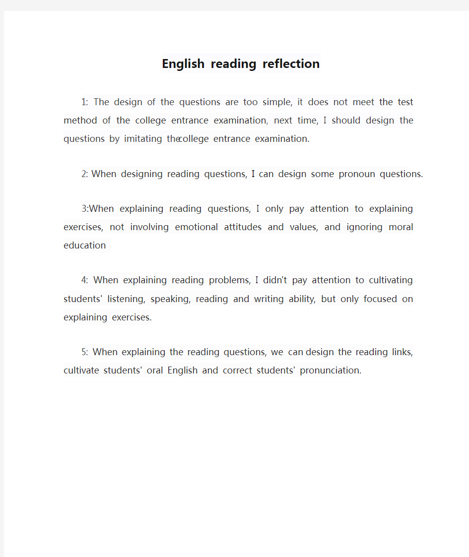 English reading reflection