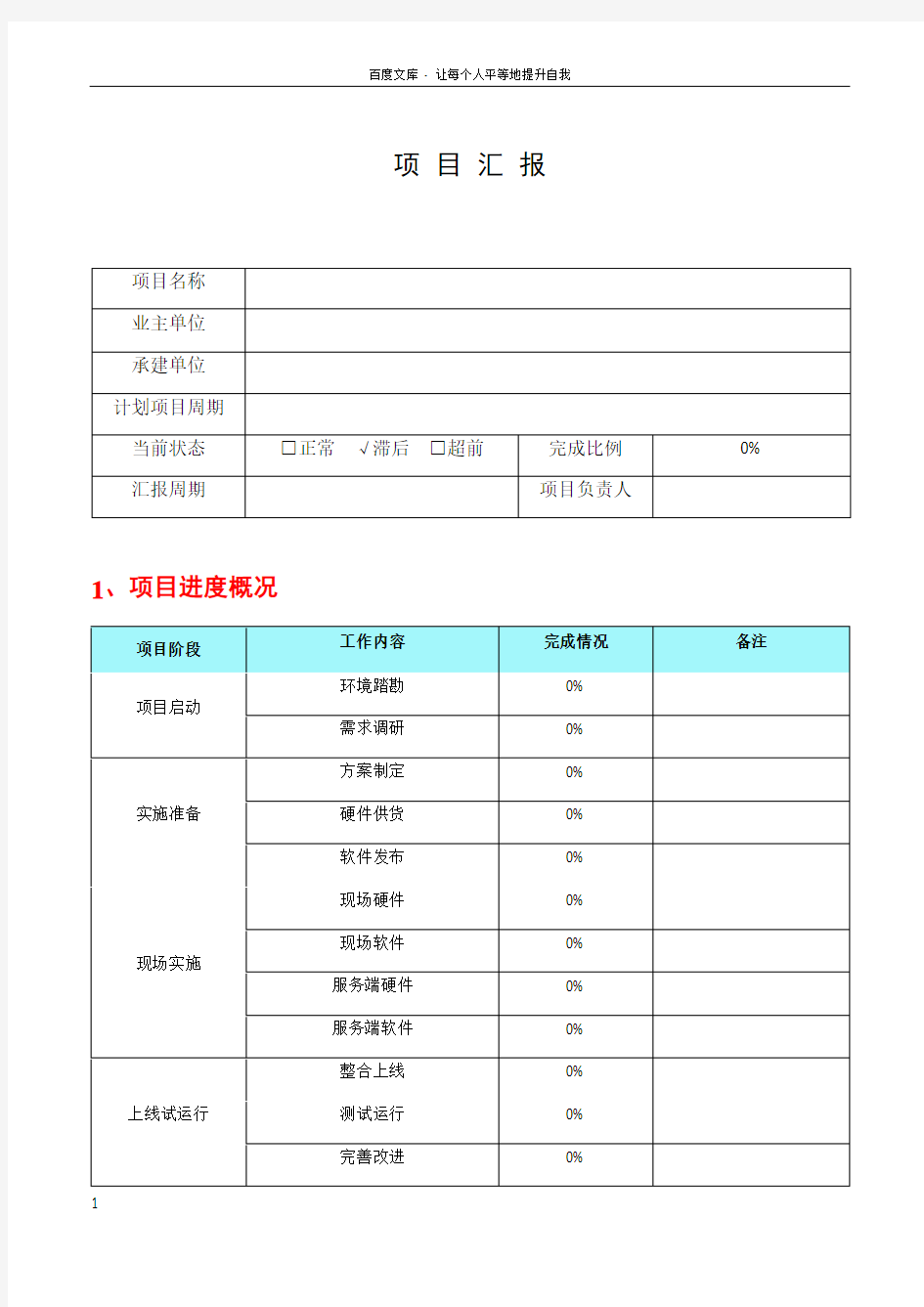 项目汇报模板