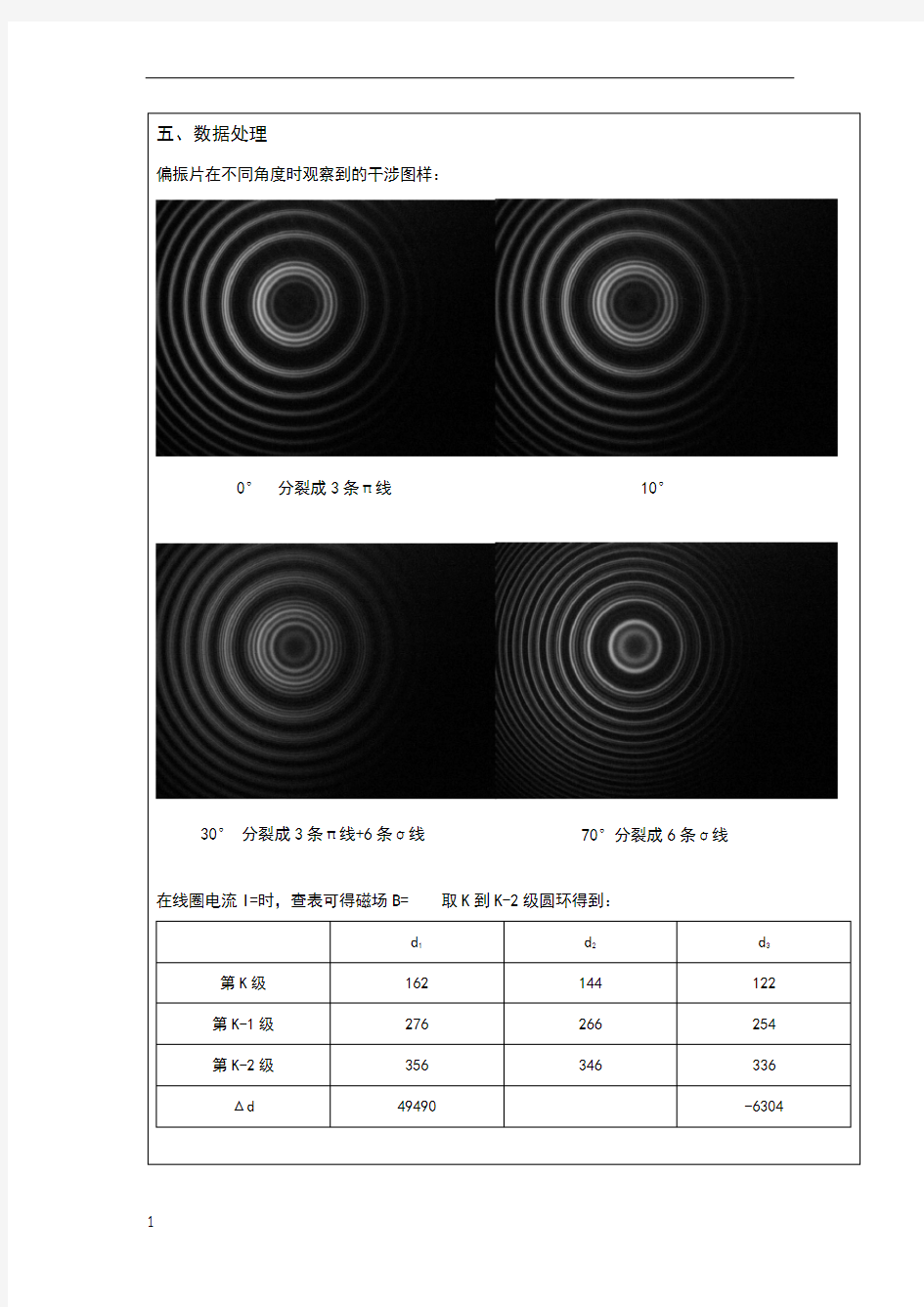 塞曼效应实验数据处理