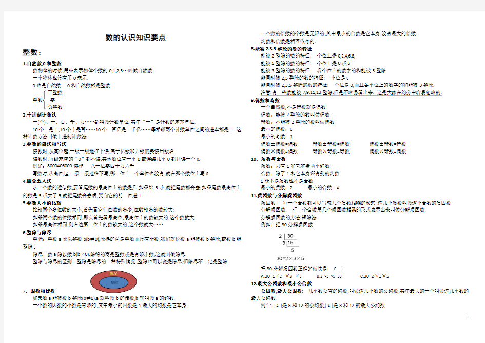 六年级下册数学素材-数的认识知识点梳理