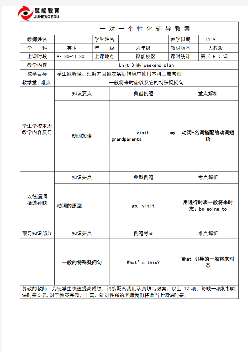 一对一英语辅导教案