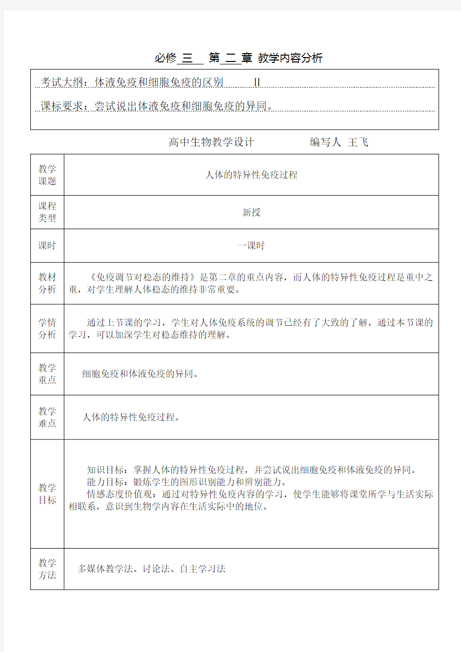 特异性免疫过程