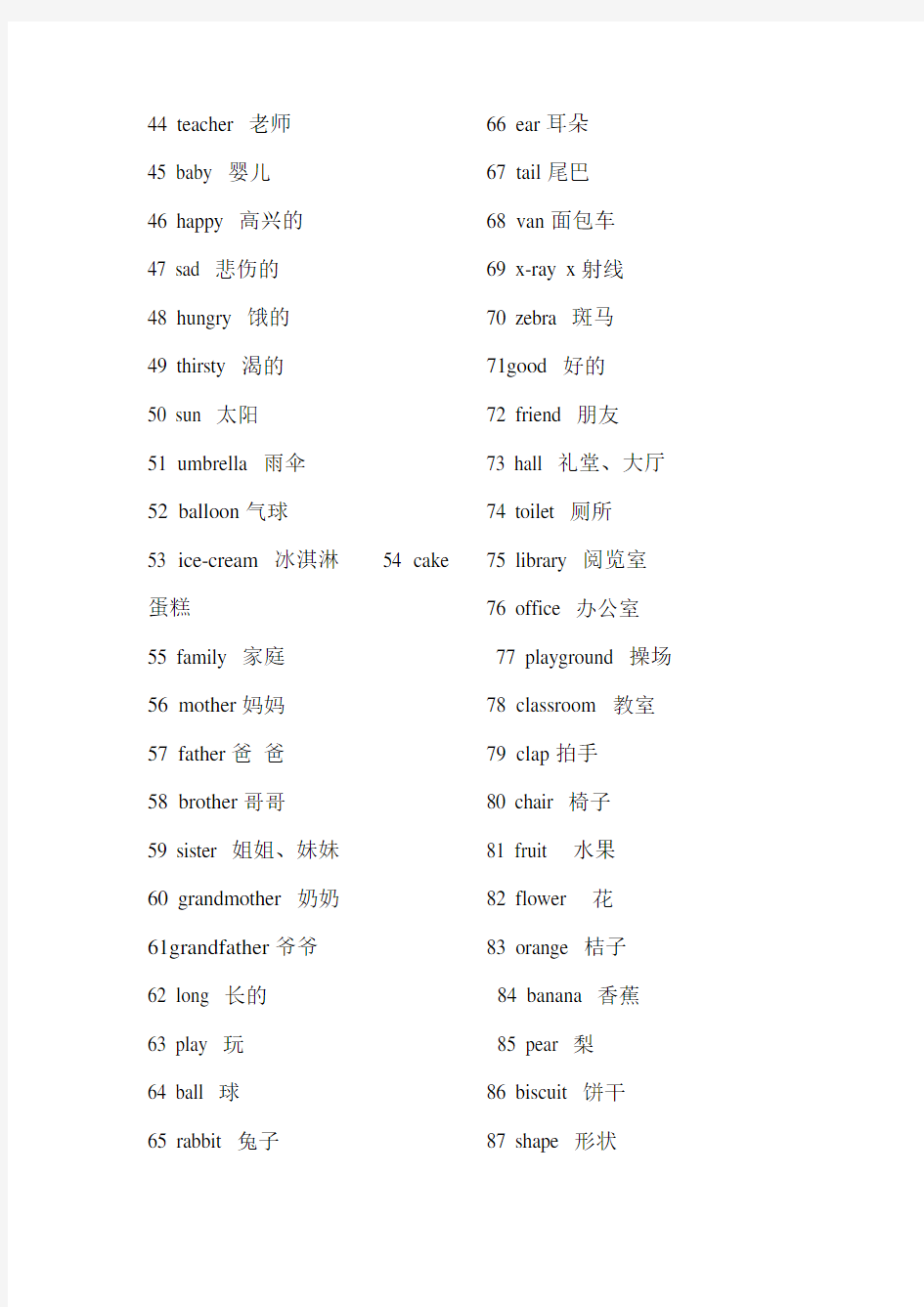 上海沪教版牛津英语-小学三年级上学期重要单词表