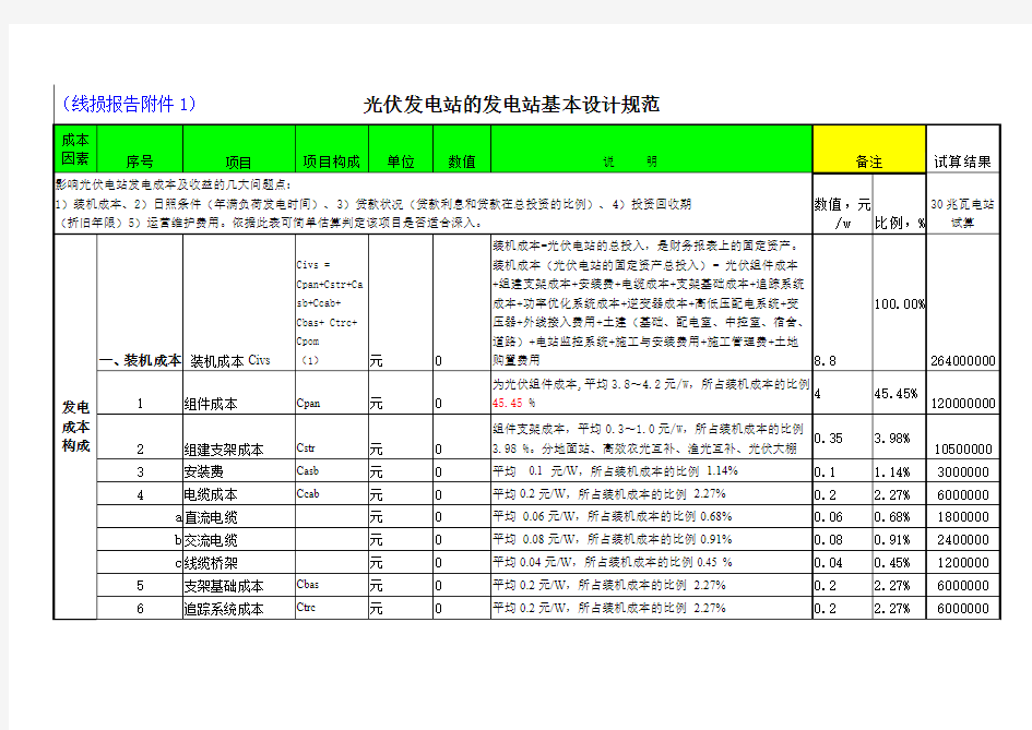 光伏发电站的发电站基本设计规范