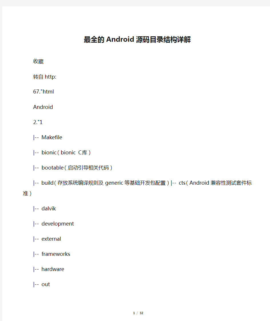 最全的Android源码目录结构详解