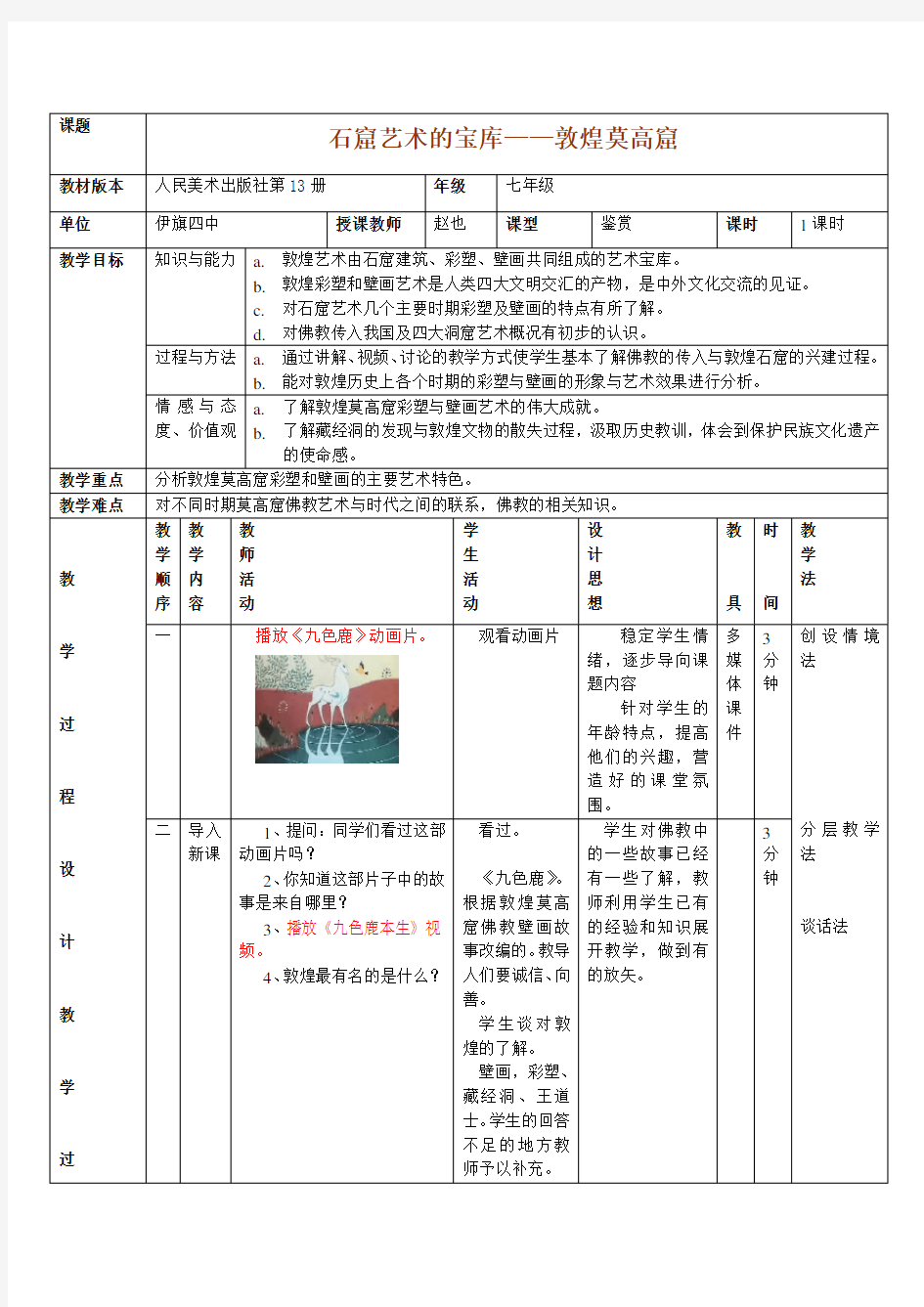 石窟艺术的宝库——敦煌莫高窟教案