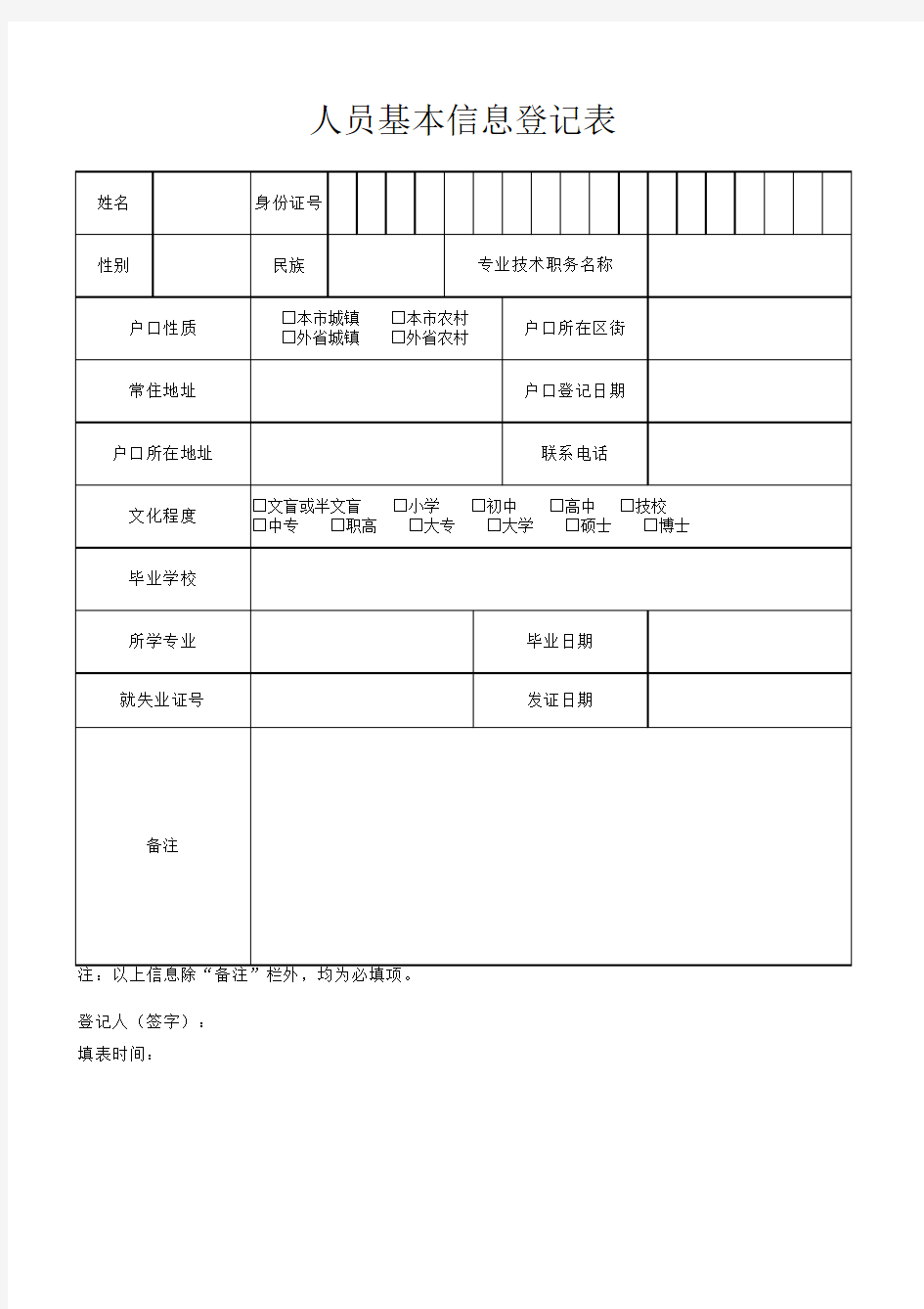 人员基本信息登记表