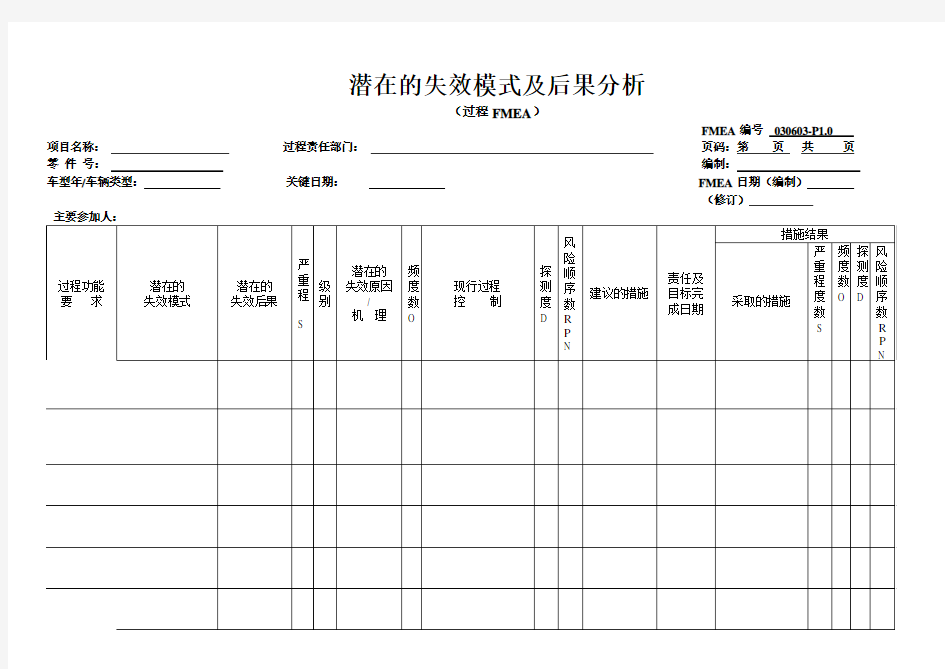 FMEA表格