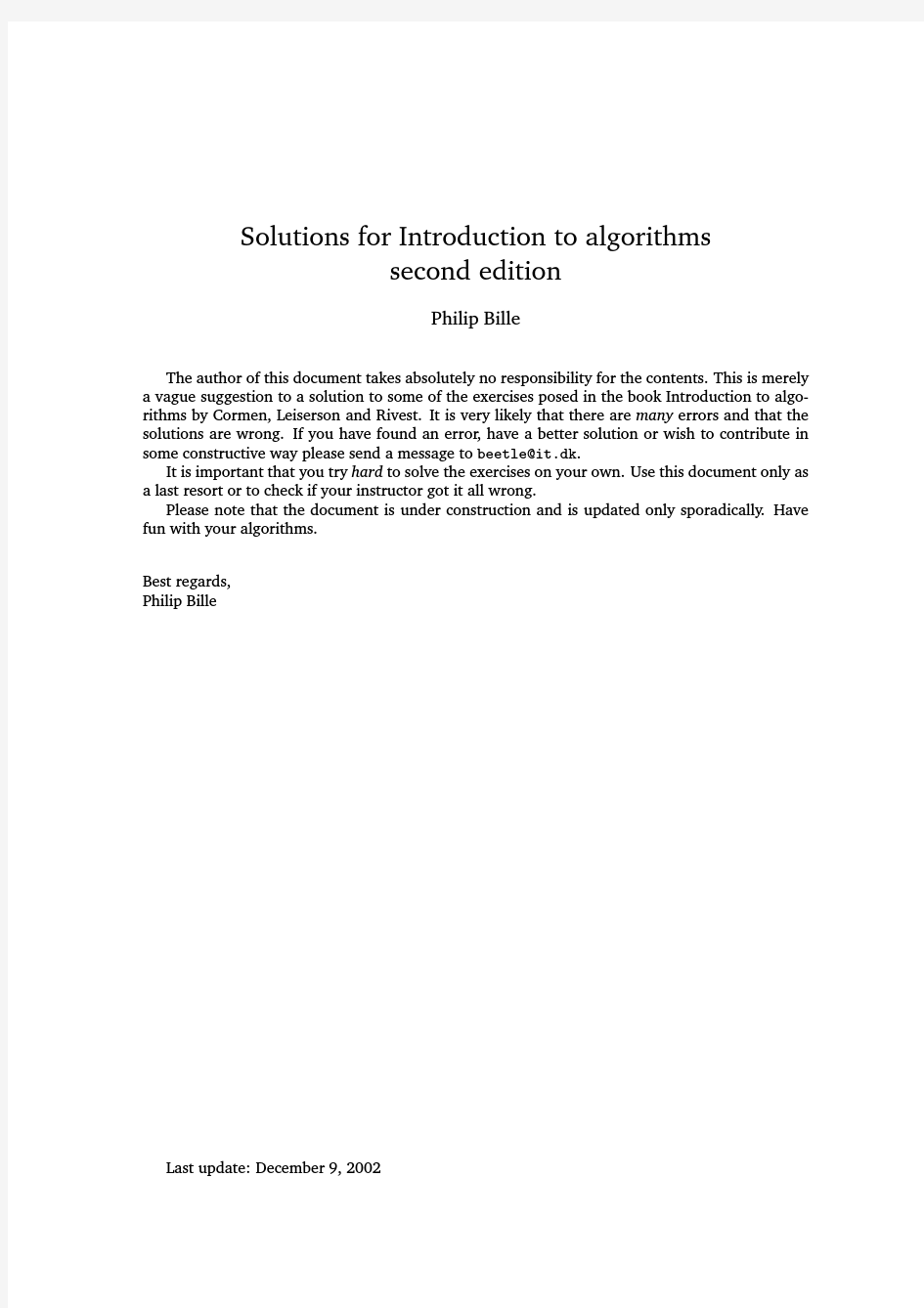 算法导论(第二版)习题答案(英文版)