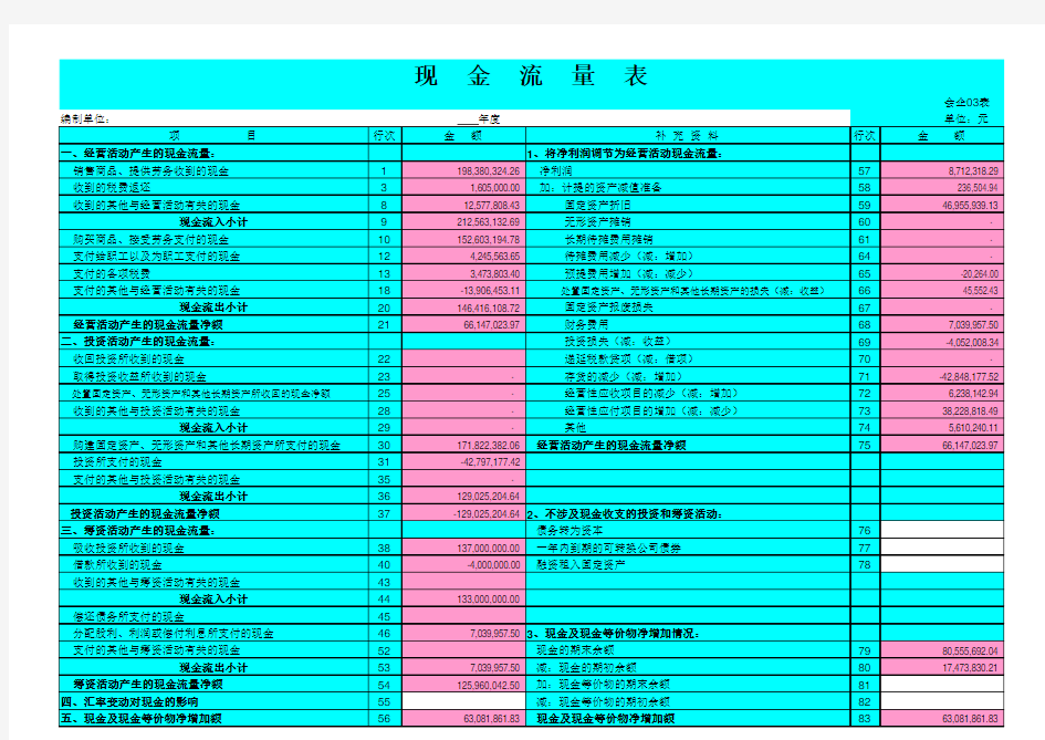 自动快速编制现金流量表