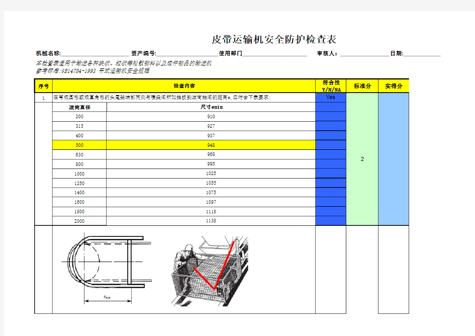 皮带机安全防护设施检查标准表