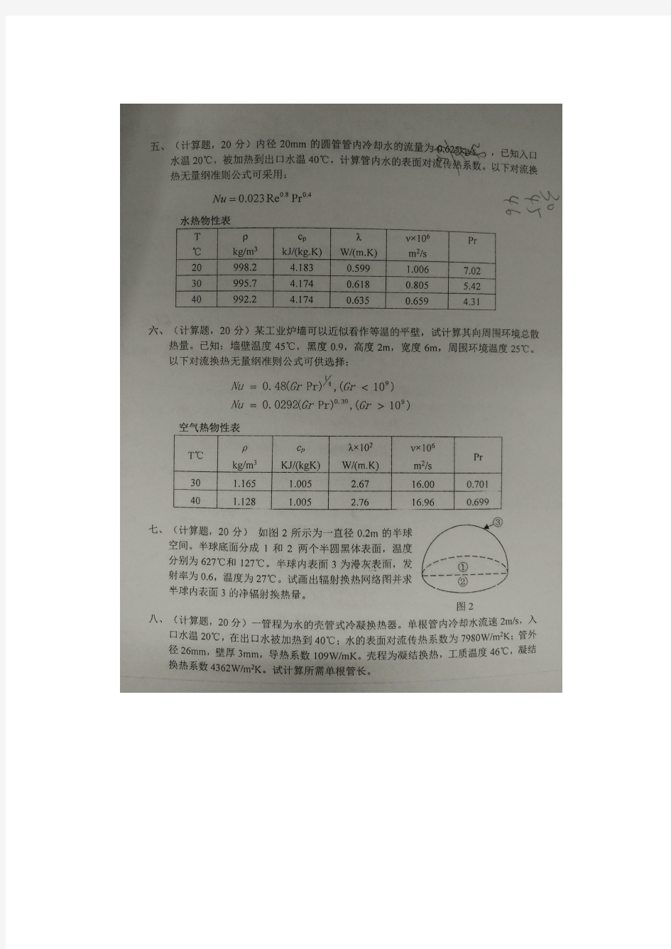 2017年上海理工大学考研试题 802传热学